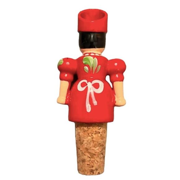 Vintage Cork Stopper for Bottles/Decanters with Wooden Girl Figurine - Picture 2 of 3